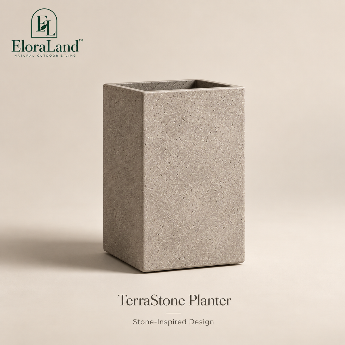 EloraLand™ TerraStone Planter - A sculptural garden element that adds architectural structure to outdoor spaces.