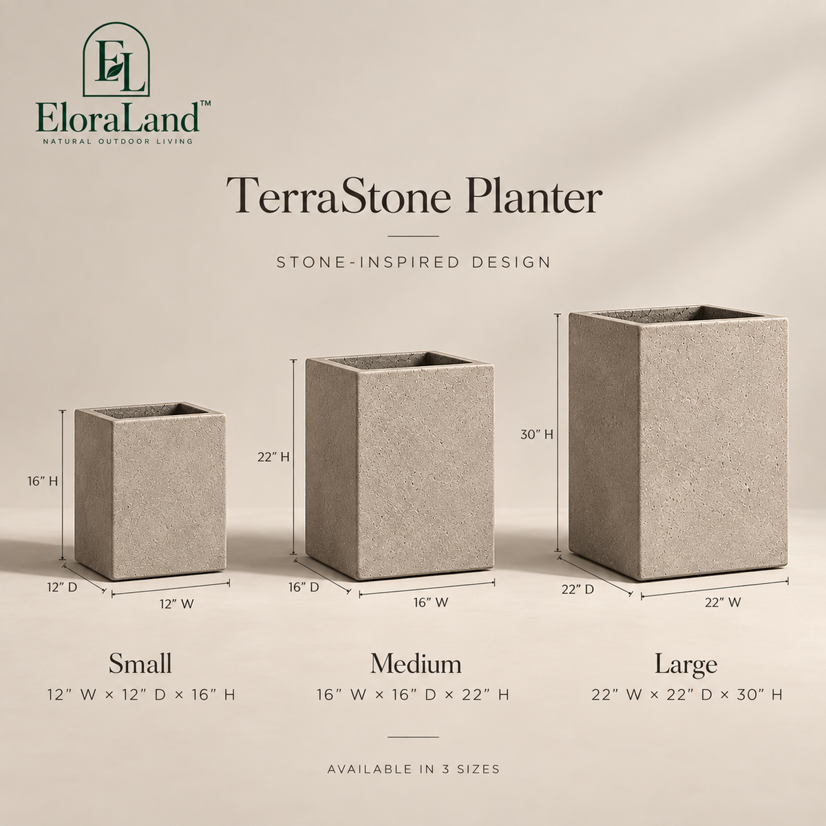 EloraLand™ TerraStone Planter - A sculptural garden element that adds architectural structure to outdoor spaces.
