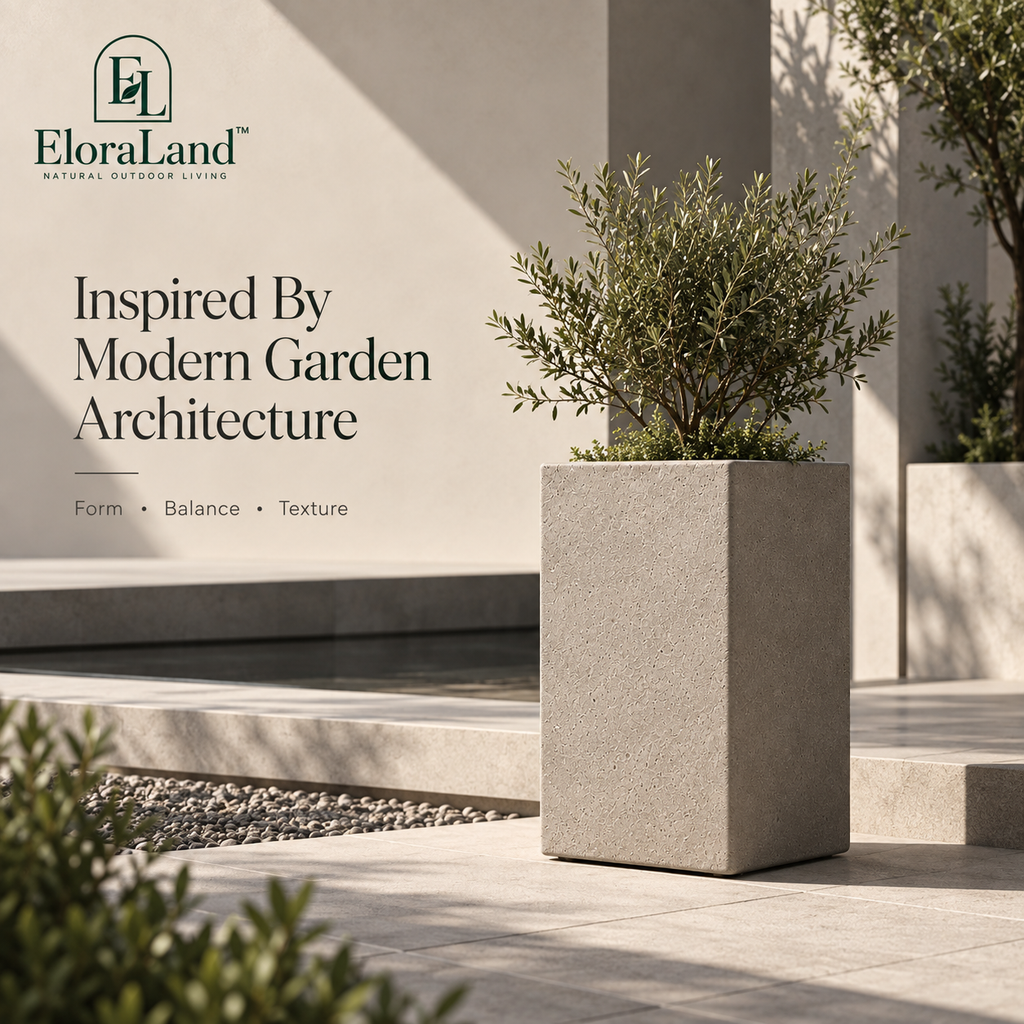 EloraLand™ TerraStone Planter - A sculptural garden element that adds architectural structure to outdoor spaces.