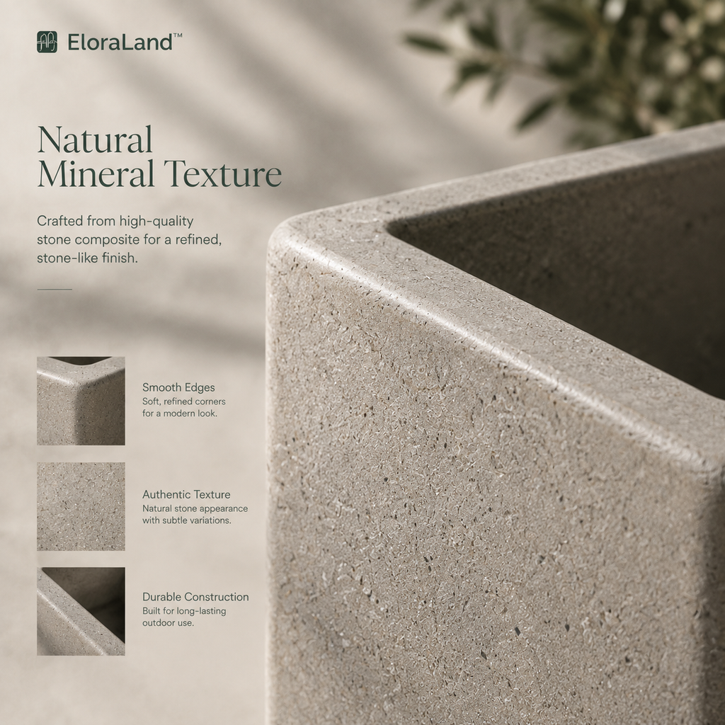 EloraLand™ TerraStone Planter - A sculptural garden element that adds architectural structure to outdoor spaces.